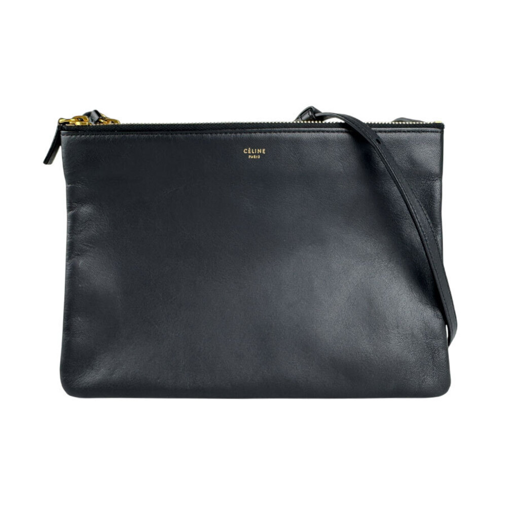 Celine Trio Leather Shoulder Bag Black